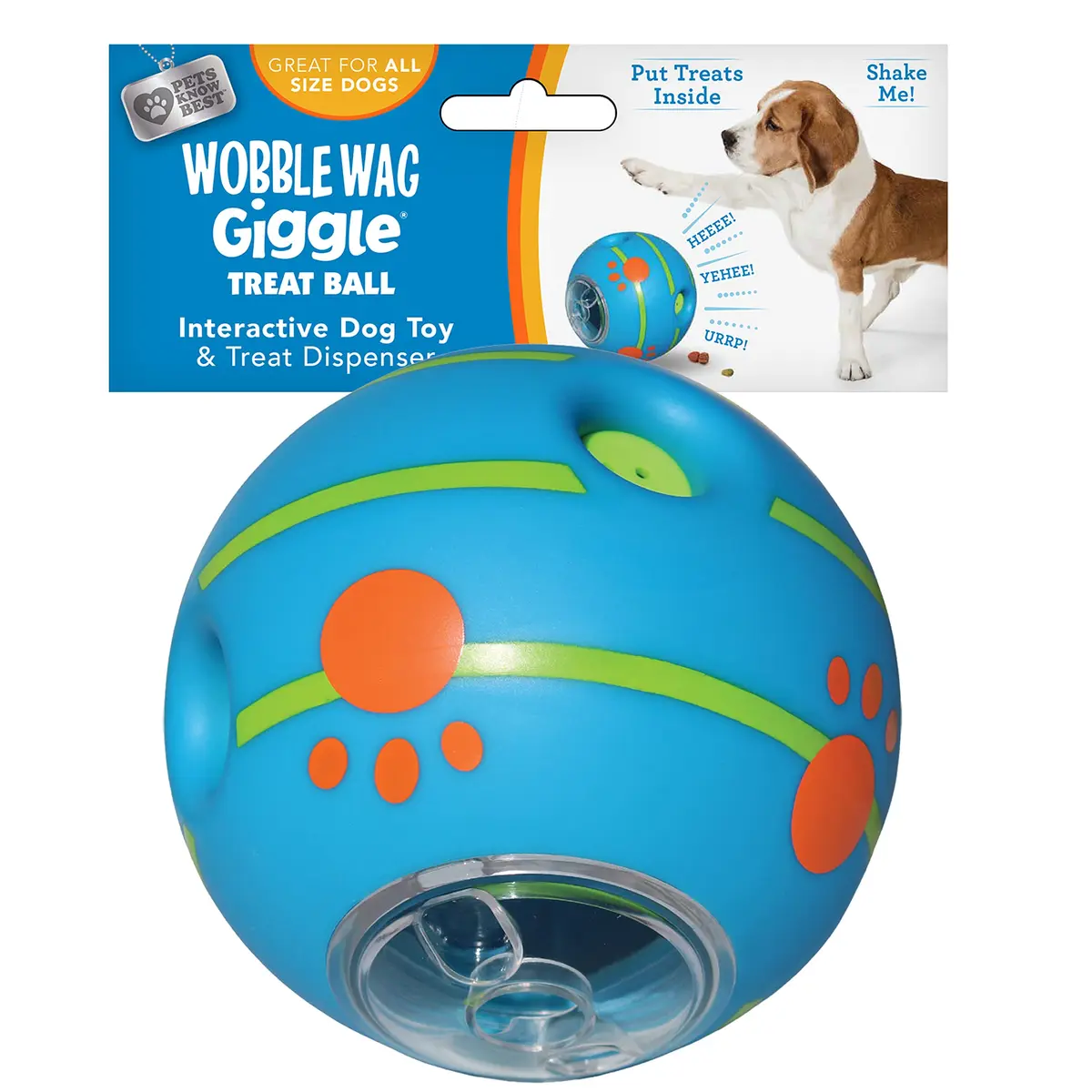 Wobble Wag Giggle Treat Ball | Interactive Dog Toy & Treat Dispenser, 5.5" | Giggling Sounds for Dogs - main product image
