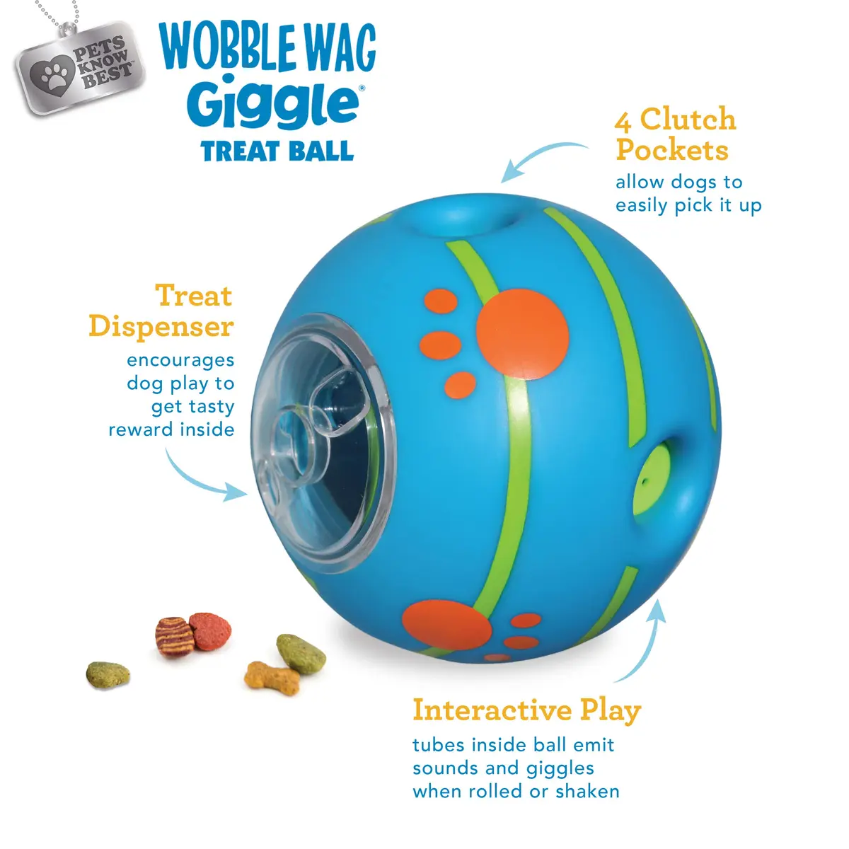 Wobble Wag Giggle Treat Ball | Interactive Dog Toy & Treat Dispenser, 5.5" | Giggling Sounds for Dogs - view 2