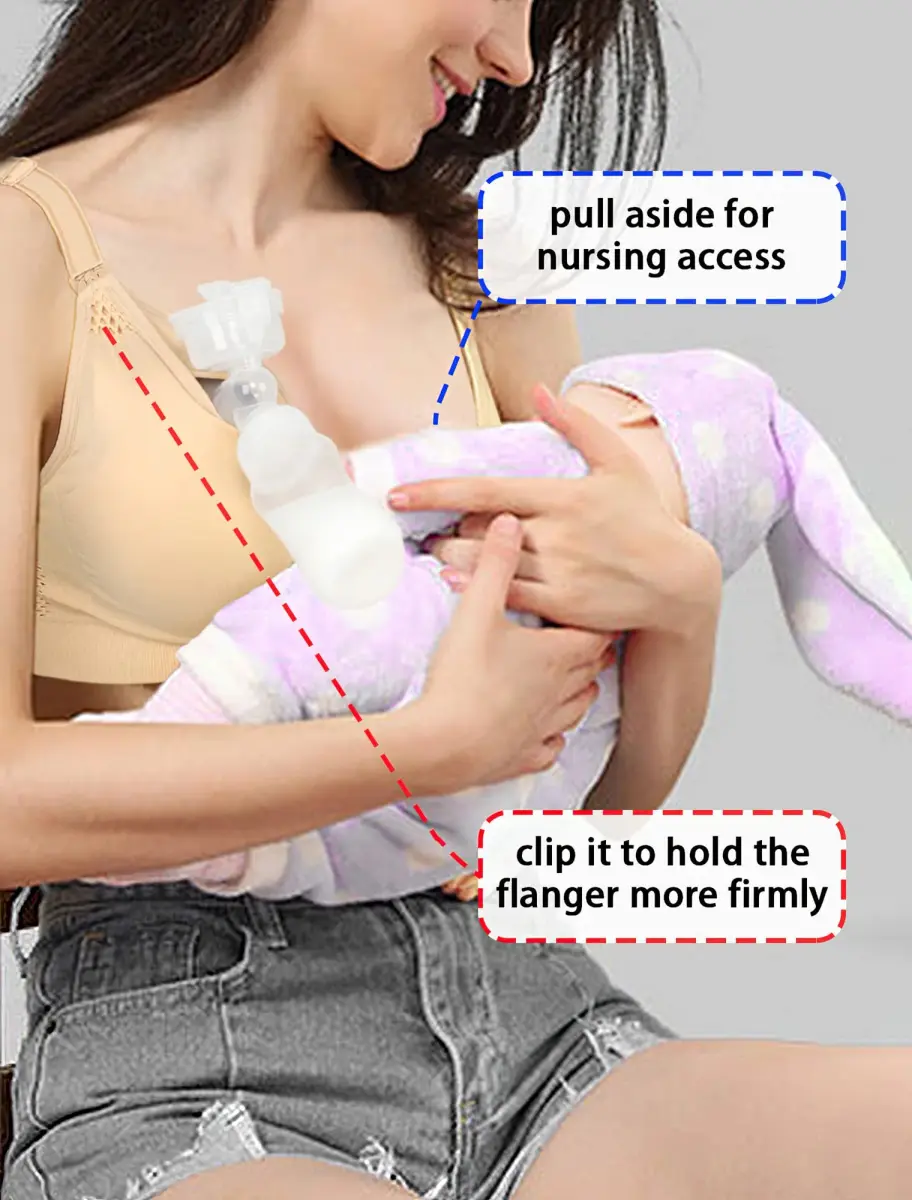 4HOW Hands-Free Pumping & Nursing Bra 3-Pack (Black+Grey+Beige) | Adjustable Support for Breastfeeding Mothers - view 6