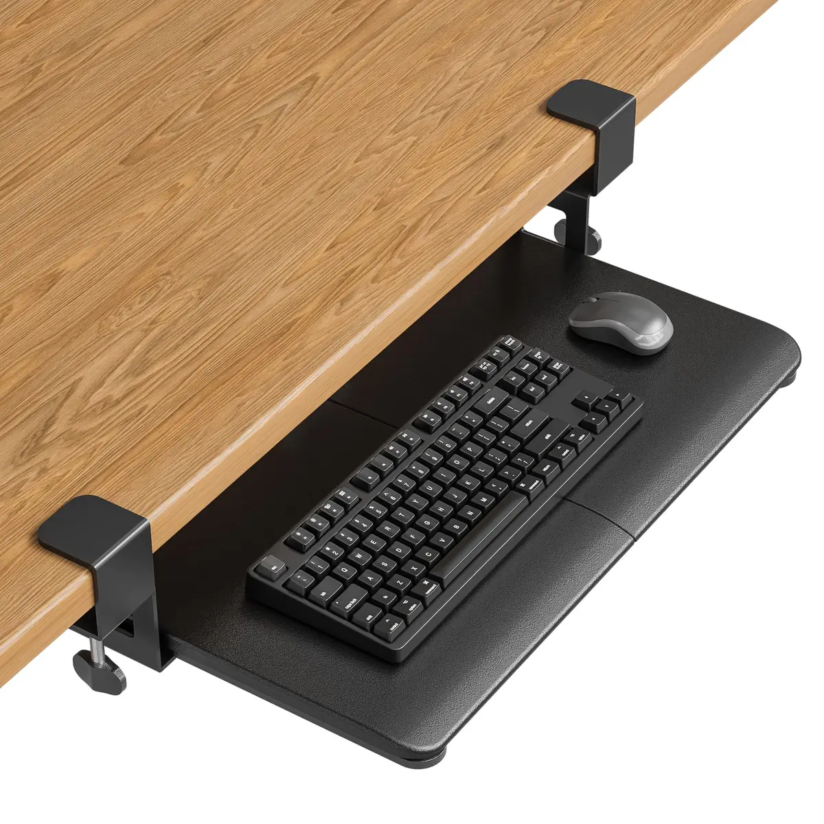 BONTEC Under Desk Keyboard Tray, Pull-Out Keyboard & Mouse Platform 51 cm (20 in) | Ergonomic C-Clamp Mount - main product image