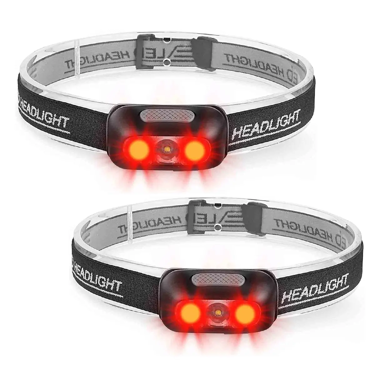 Geekhigh Rechargeable LED Headlamp 2-Pack with Red Light | 500 Lumens, 650 FT Beam Distance - main product image
