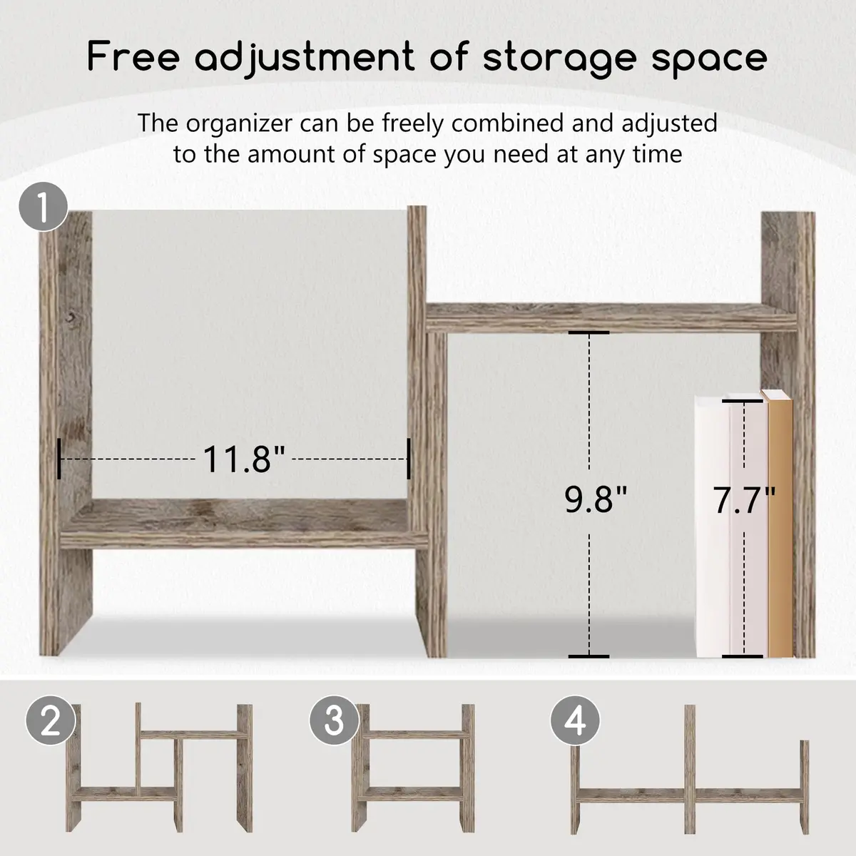 Jerry & Maggie Desktop Organizer Shelf 23.4in x 6in x 14in | Multi-Functional Wooden Desk Rack - view 5