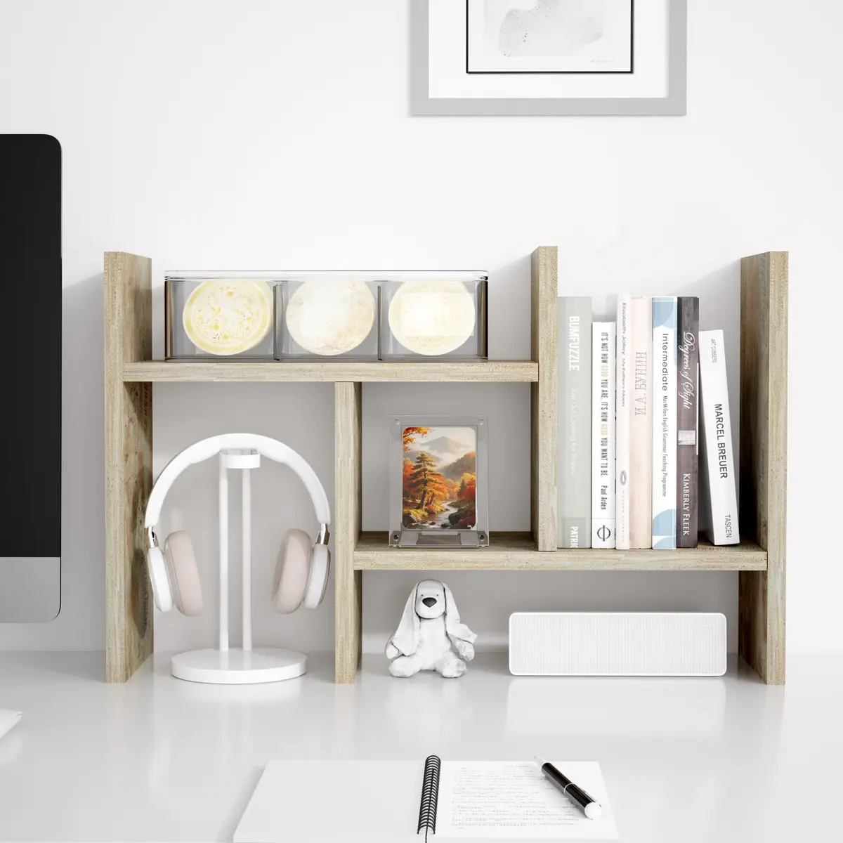 Jerry & Maggie Desktop Organizer Shelf 23.4in x 6in x 14in | Multi-Functional Wooden Desk Rack - view 6