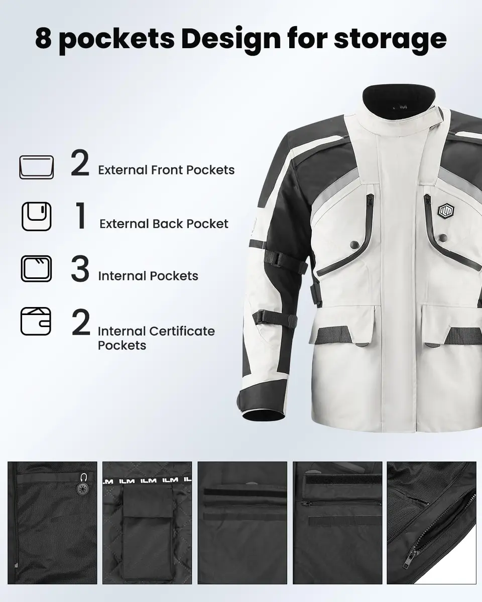 ILM Motorcycle Jacket Adventure Large | All-Season Impact Protection with Ventilation - view 5