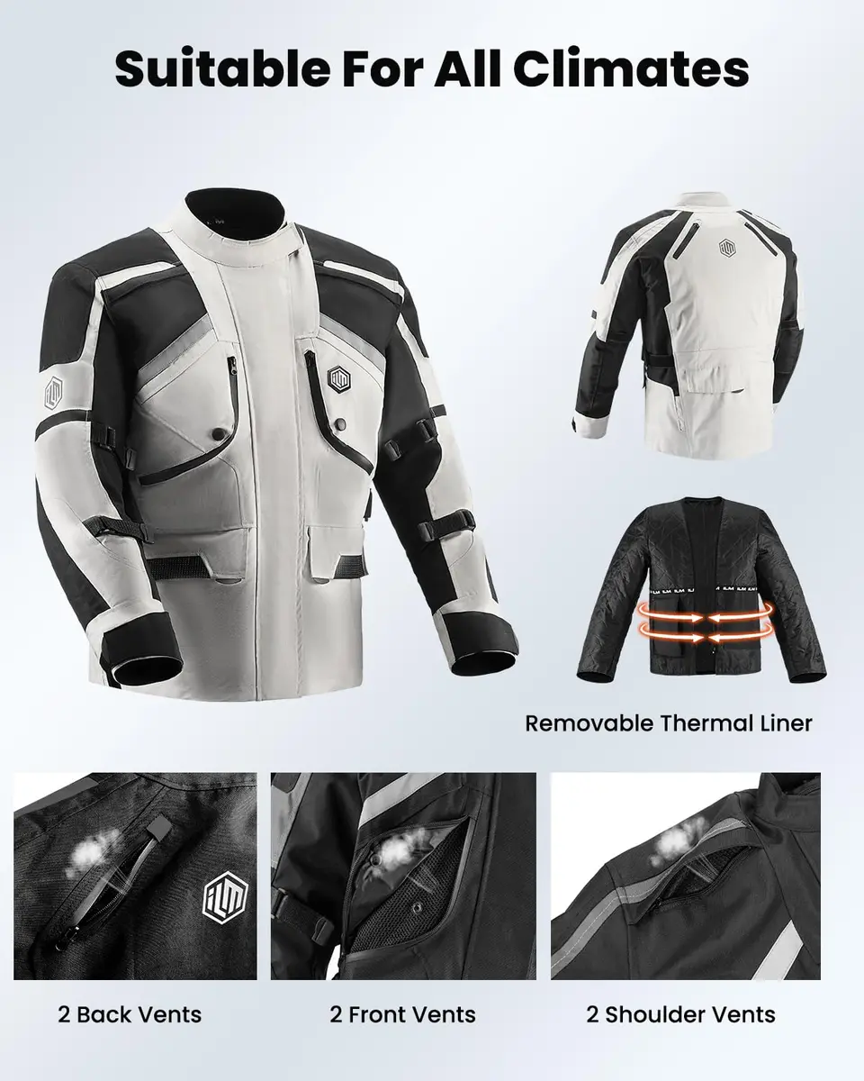ILM Motorcycle Jacket Adventure Large | All-Season Impact Protection with Ventilation - view 6