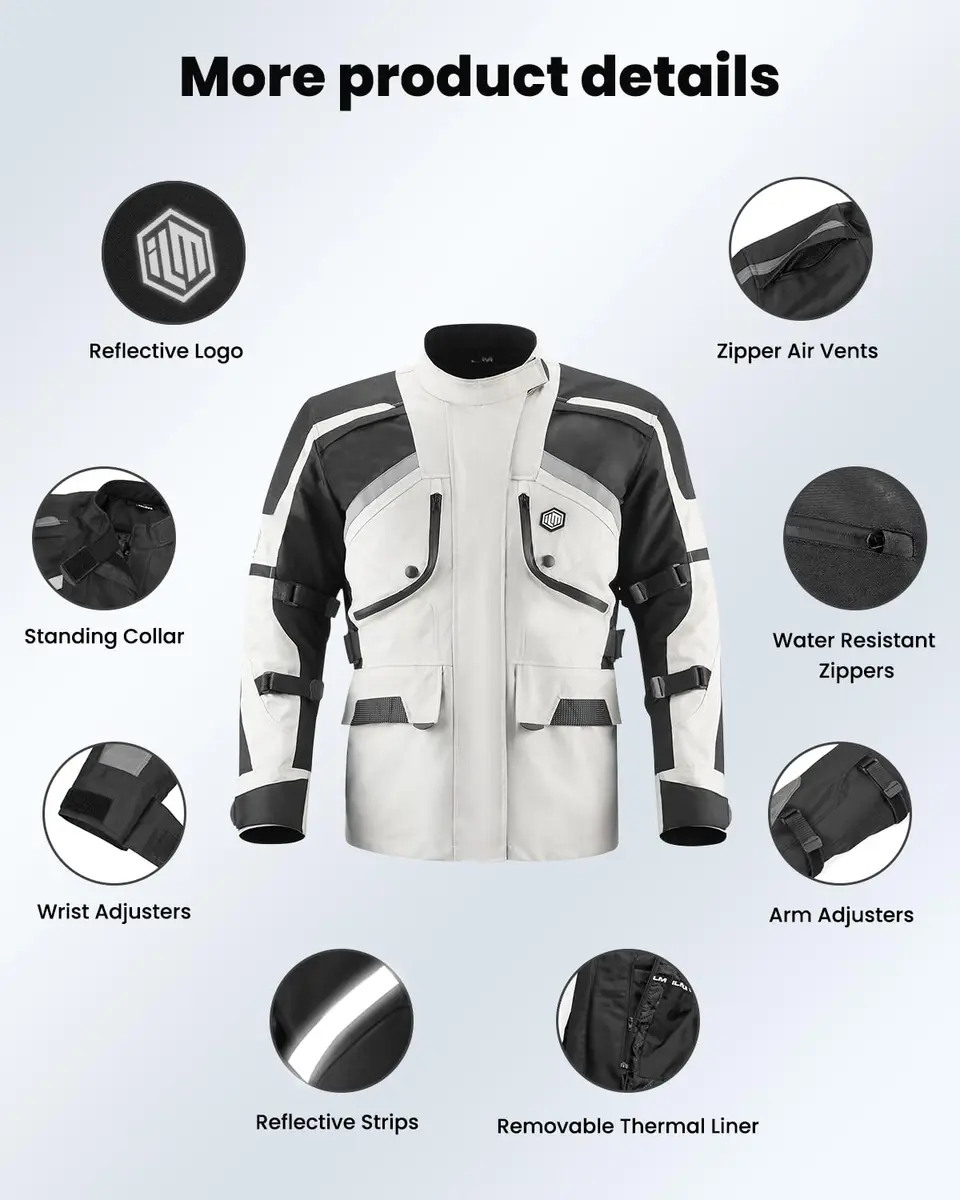 ILM Motorcycle Jacket Adventure Large | All-Season Impact Protection with Ventilation - view 8