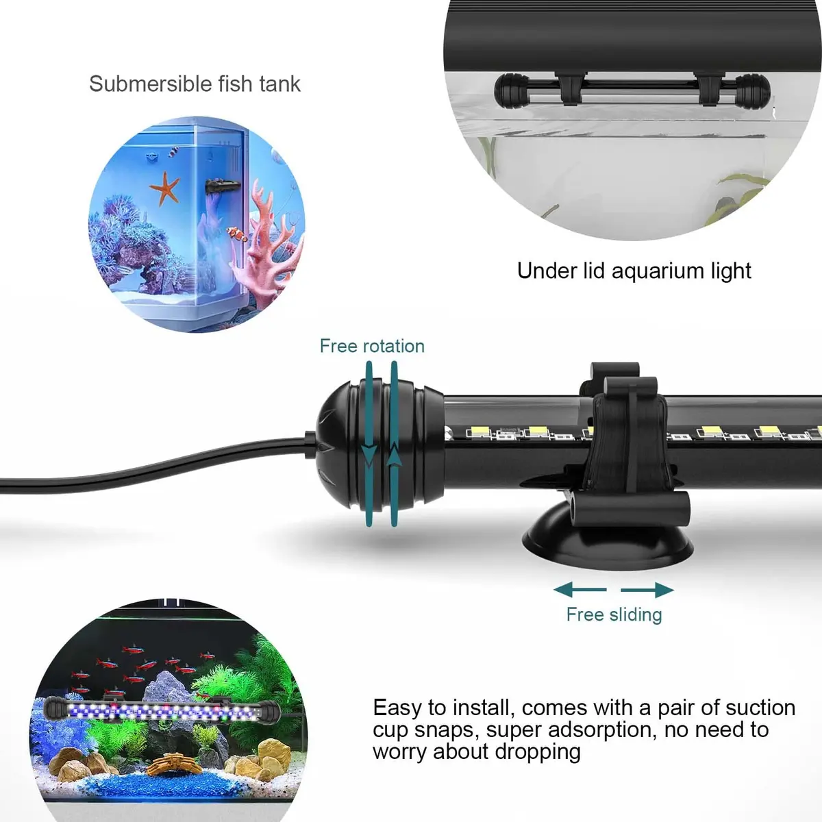SEAOURA Submersible Led Aquarium Light for Fish Tank with Timer, 11 Inch | Waterproof Full Spectrum Fish & Plant Light - view 6