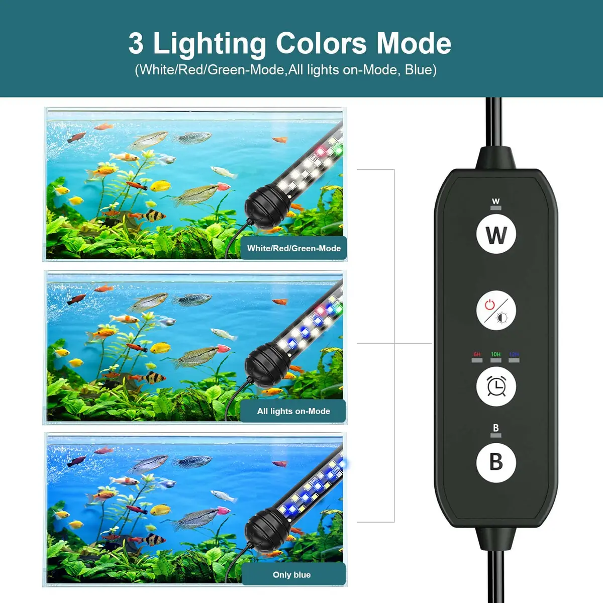 SEAOURA Submersible Led Aquarium Light for Fish Tank with Timer, 11 Inch | Waterproof Full Spectrum Fish & Plant Light - view 2