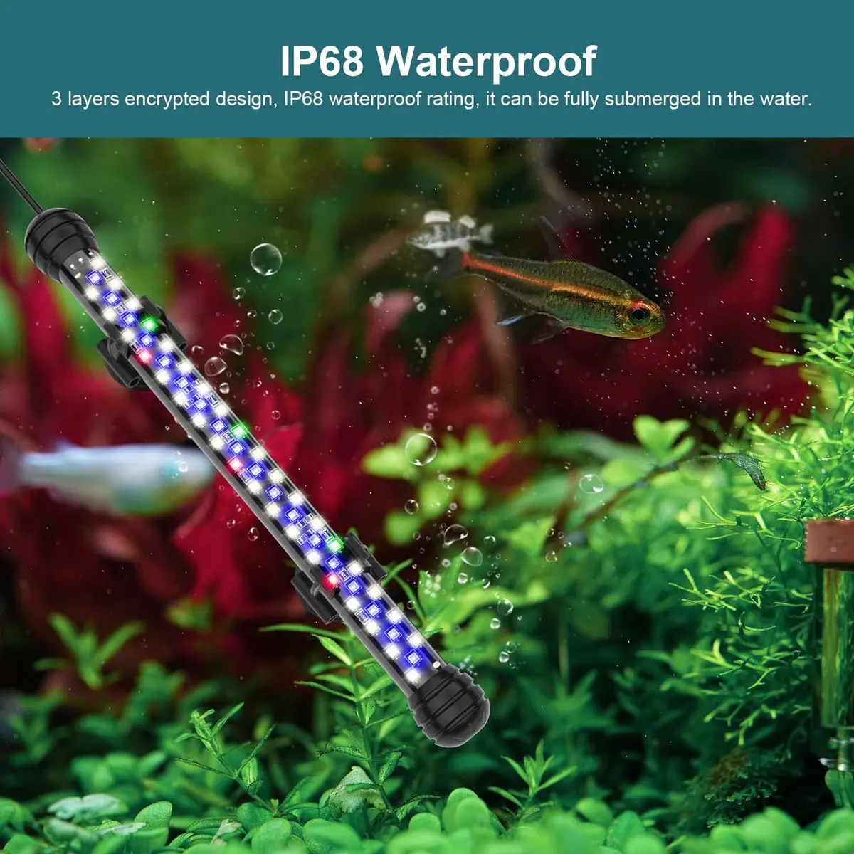 SEAOURA Submersible Led Aquarium Light for Fish Tank with Timer, 11 Inch | Waterproof Full Spectrum Fish & Plant Light - view 4