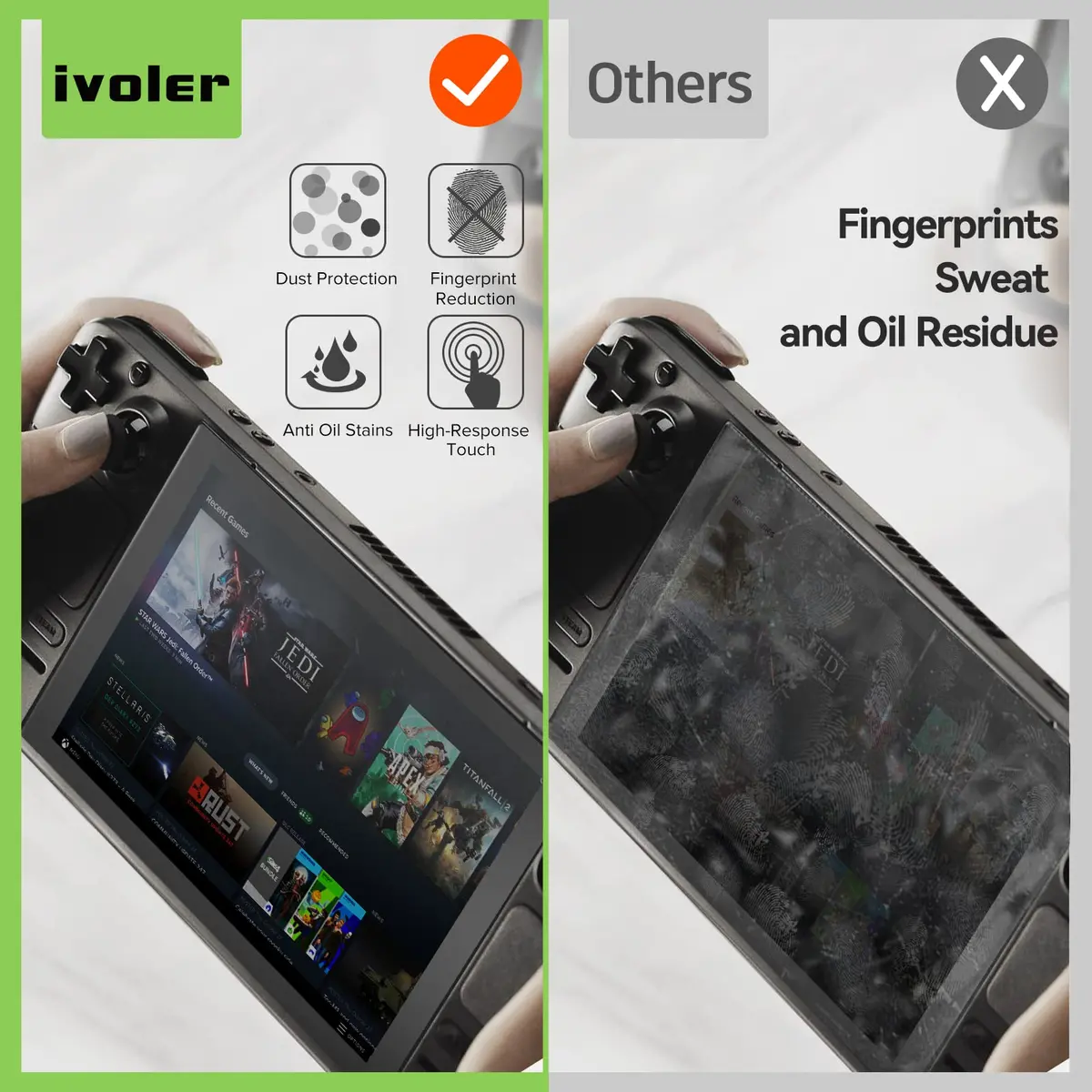 ivoler Matte Anti-Glare Screen Protector for Steam Deck OLED/LCD 2-Pack | Full Coverage, Anti-Scratch, 9H Hardness - view 5