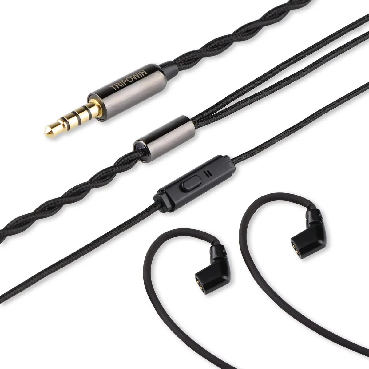 Linsoul Tripowin Zombur 4N OFC in Ear Monitor Cable with Mic, 3.5mm Plug, 1.25m (2-Pin Connector) - view 2