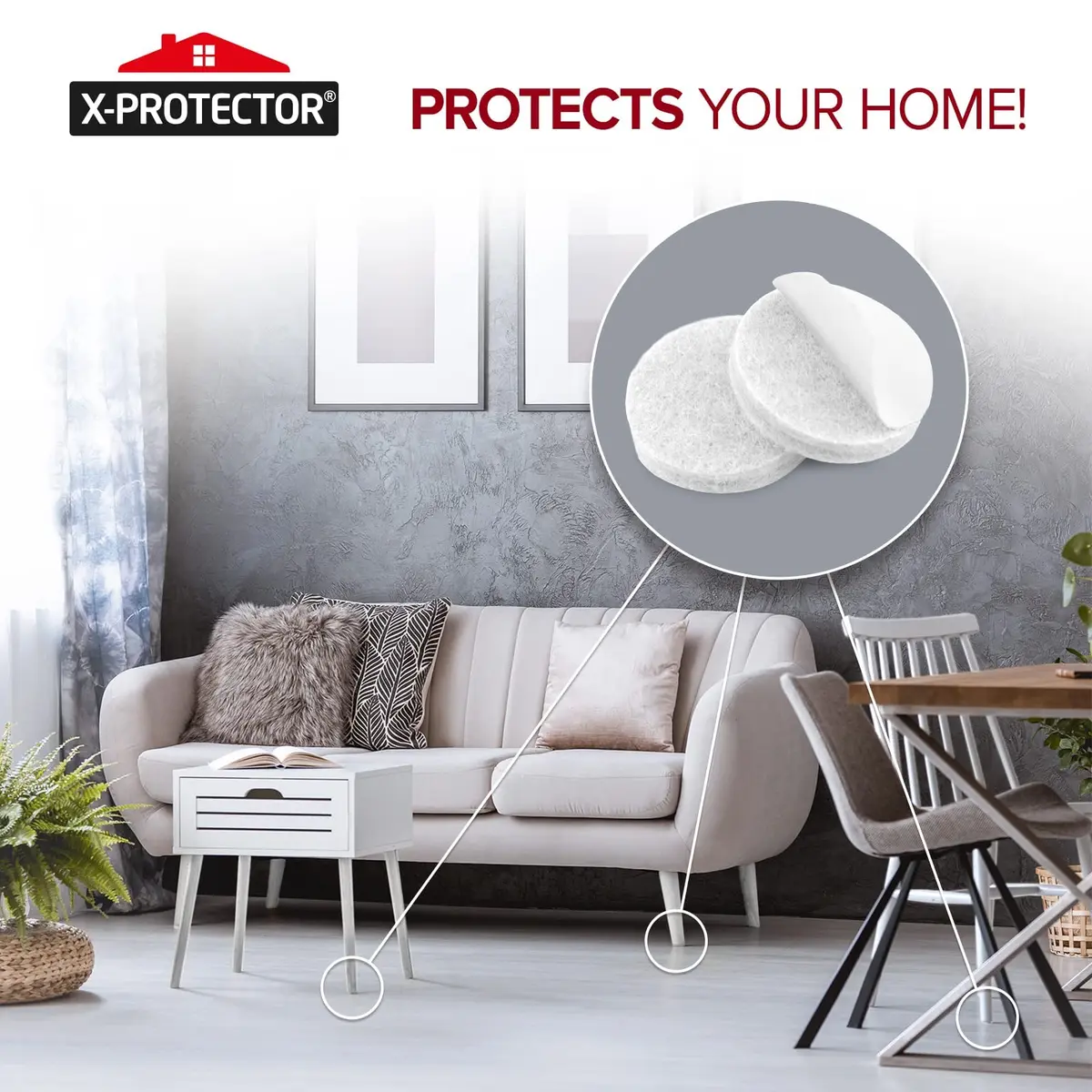 X-Protector Felt Furniture Pads - 48 PCS 1" White | Floor Scratch Protection - view 6