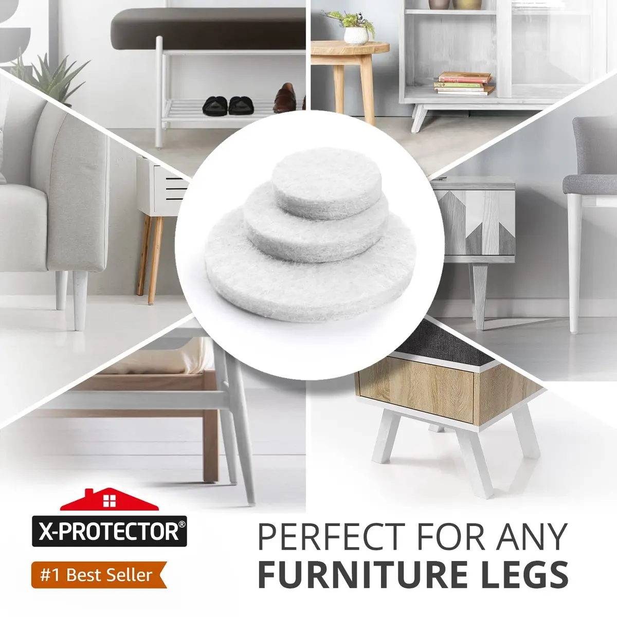X-Protector Felt Furniture Pads - 48 PCS 1" White | Floor Scratch Protection - view 2