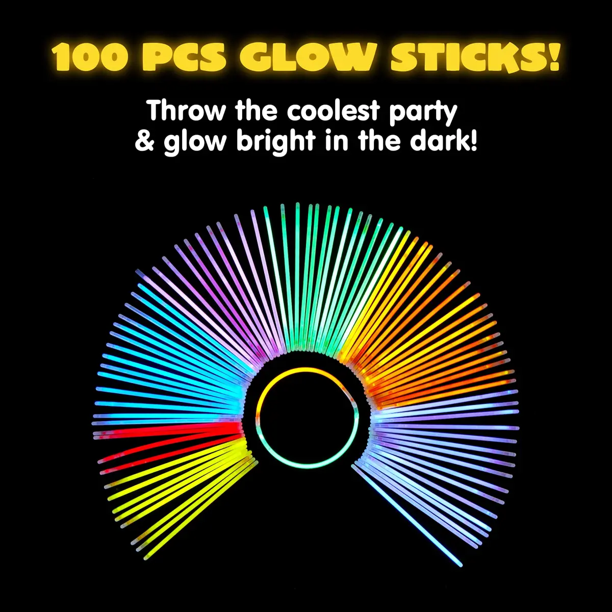 JOYIN 1000 Pcs Glow Sticks Bulk Party Pack | 8-Inch, 7 Colors, 6-Hour Glow, Kid-Safe - view 5