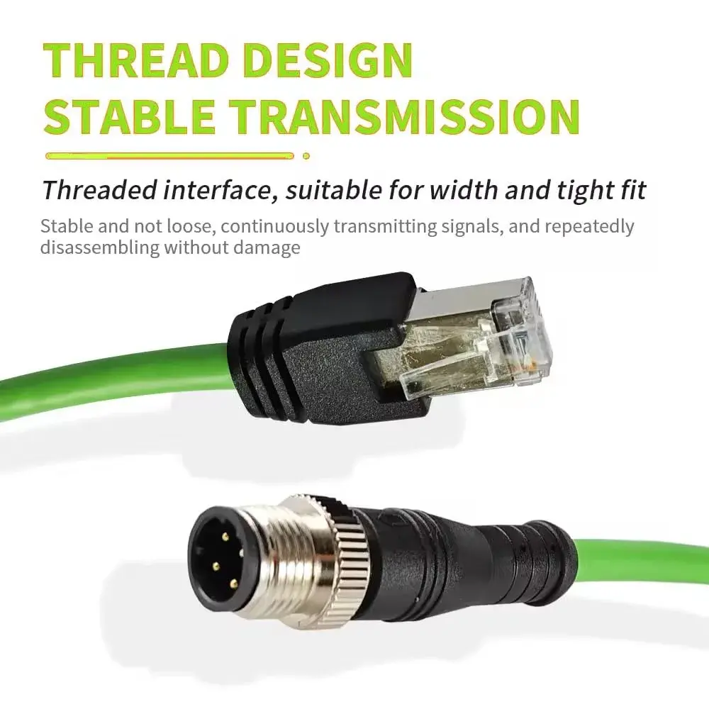 keisnoaja M12 to RJ45 Industrial Ethernet Cable 1m (3.28 ft) | IP67 Waterproof Connector for Automation - view 4