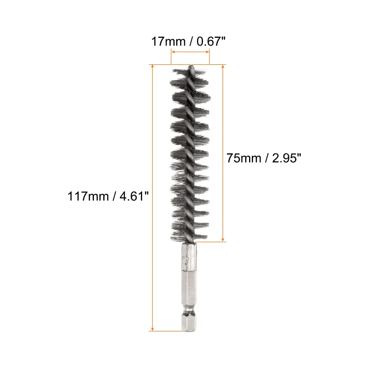 HARFINGTON Stainless Steel Bore Brush 17mm (0.67 Inch) Hex Shank | Rust & Dirt Removal Tool - view 2