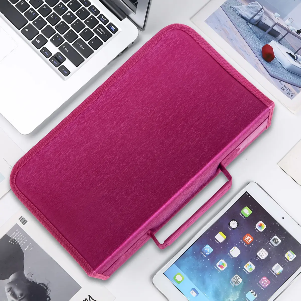 Siveit DVD Case Holder, Rose | 160 Capacity Portable Media Organizer for Home & Travel - view 5