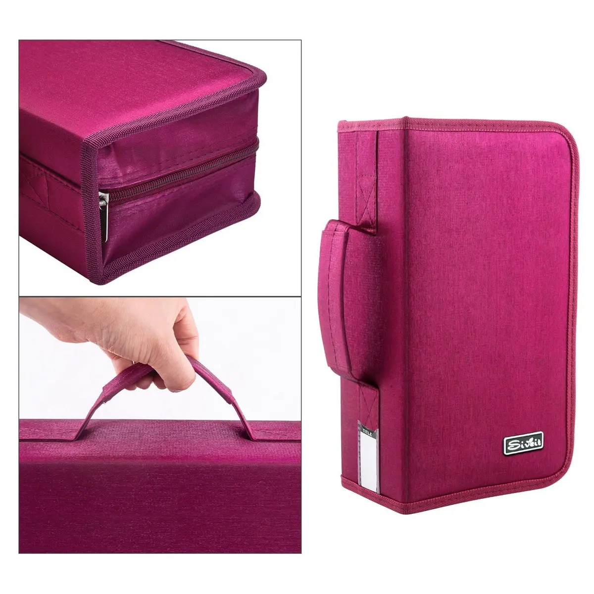 Siveit DVD Case Holder, Rose | 160 Capacity Portable Media Organizer for Home & Travel - view 3