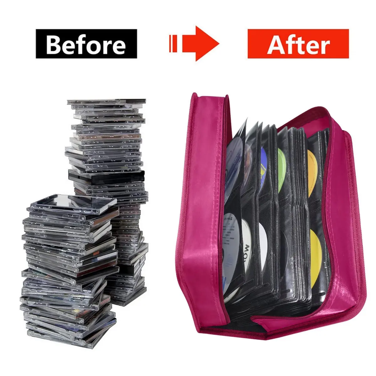 Siveit DVD Case Holder, Rose | 160 Capacity Portable Media Organizer for Home & Travel - view 4