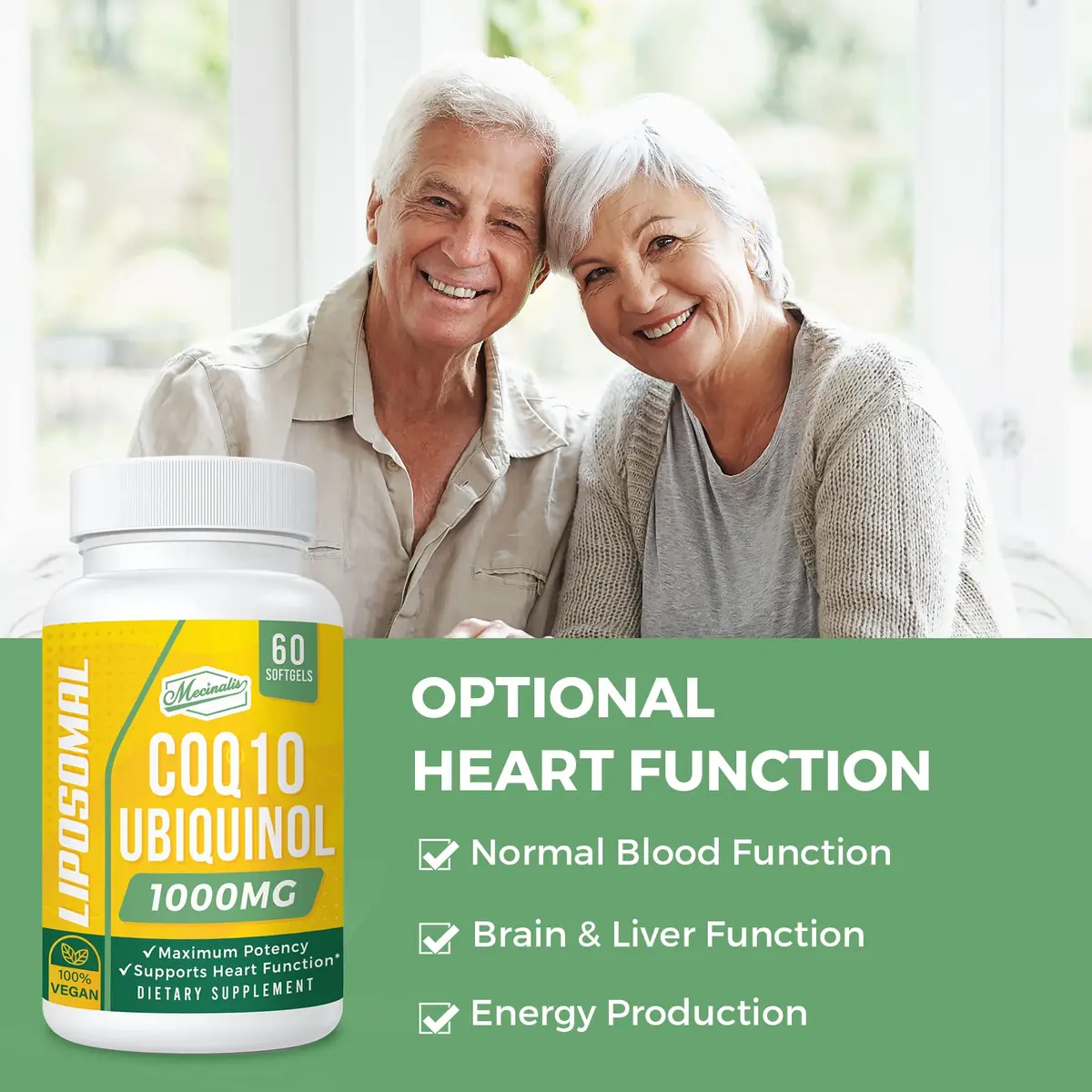 Mecinalis 1000mg Liposomal CoQ10 Softgels | Better Absorption CoQ10 Ubiquinol Supplement | Heart Function & Energy Production | Active Antioxidant Form of Vegan Coenzyme Q10 | Non-GMO | 120 Softgels - view 7
