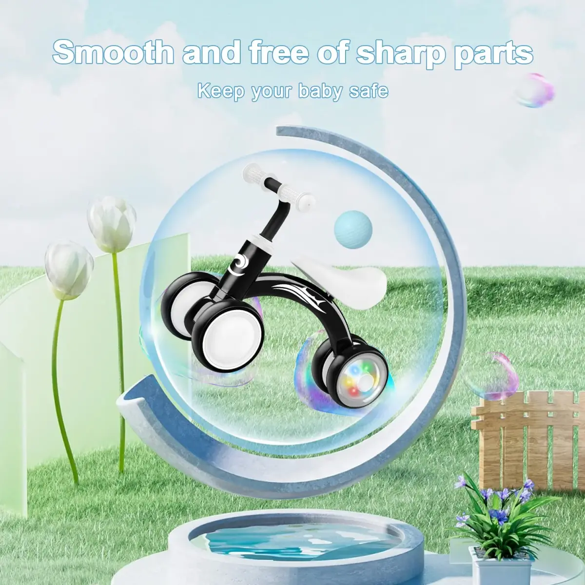 Gamfeiny Colorful Lighting Baby Balance Bike | 10-36 Months Toddler First Riding Toy - view 5