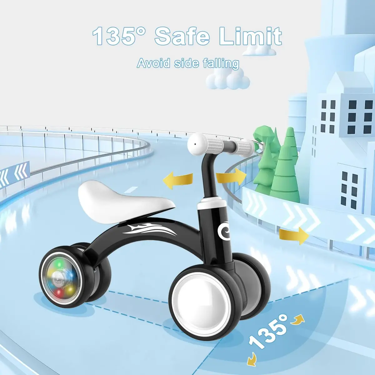 Gamfeiny Colorful Lighting Baby Balance Bike | 10-36 Months Toddler First Riding Toy - view 4