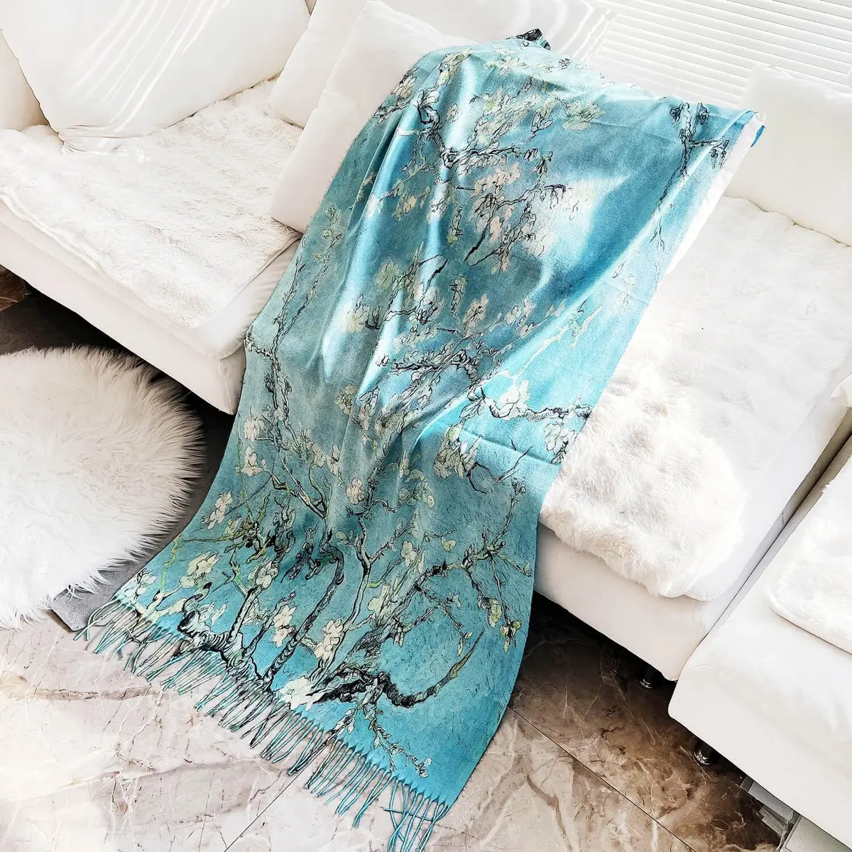 VENVSBEE Reversible Scarf Large Shawl Wrap Blanket 27.5"W x 78.7"L | Double Sided Art Print Warm - view 7