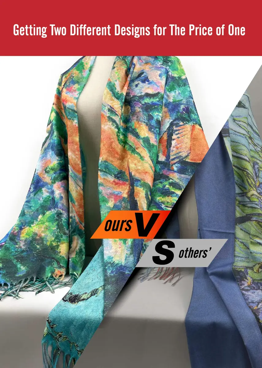VENVSBEE Reversible Scarf Large Shawl Wrap Blanket 27.5"W x 78.7"L | Double Sided Art Print Warm - view 8
