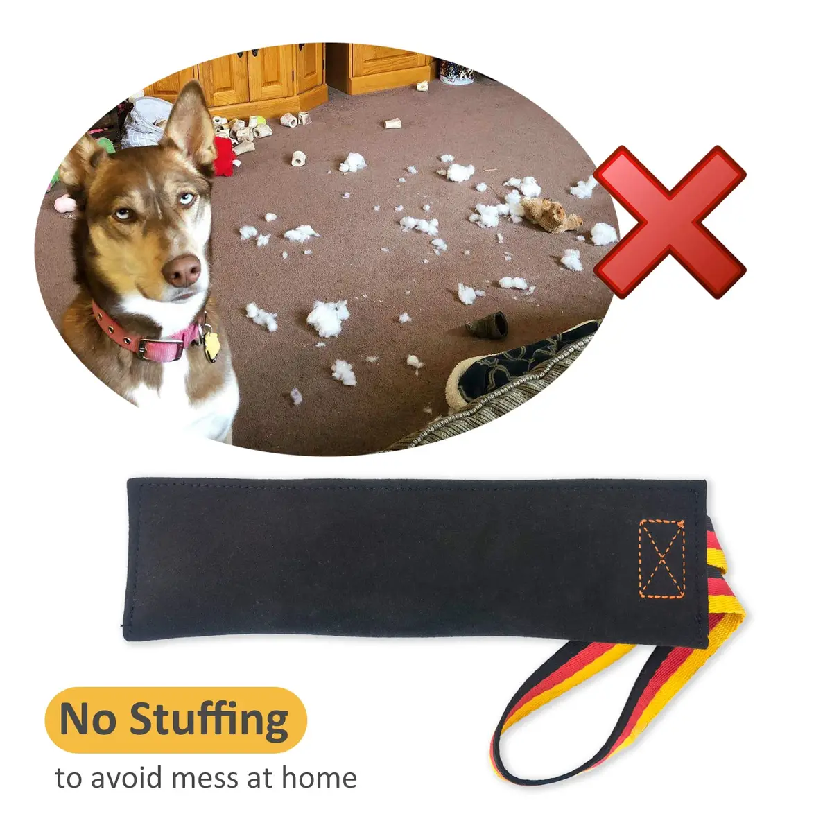 Dewonch No Stuffs Squeaky Leather Bite Tug Toy for Dog Training | Build Prey Drive & Grip (70-120 chars) - view 5