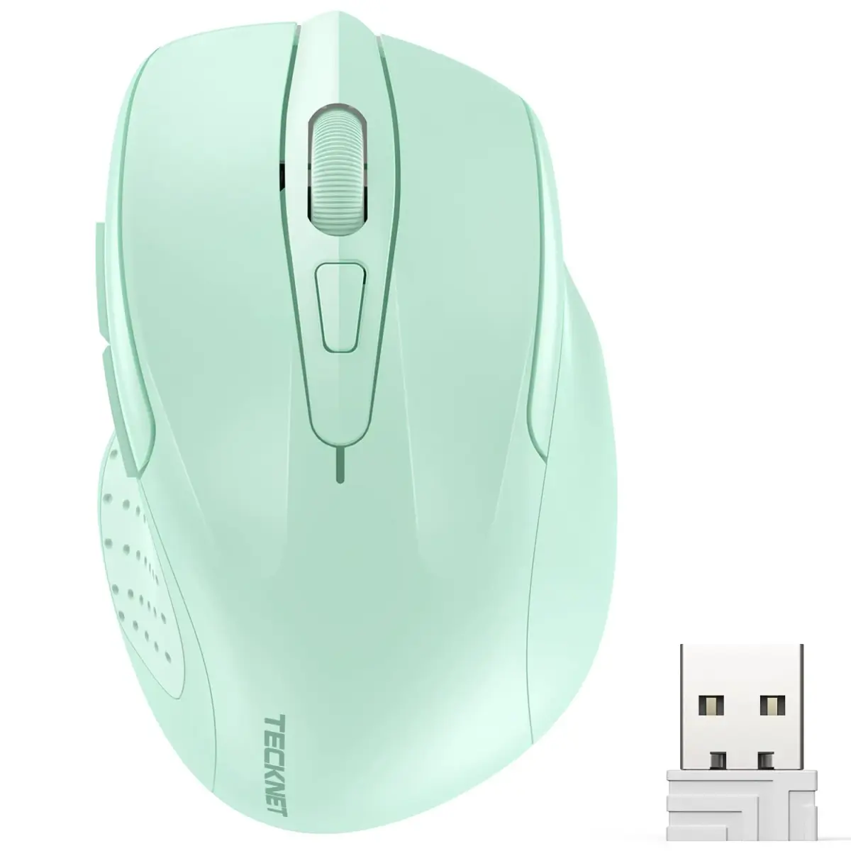 TECKNET Wireless Ergonomic Computer Mouse M003 - Vibrant Green, 2600 DPI for Right-Handed Use - main product image