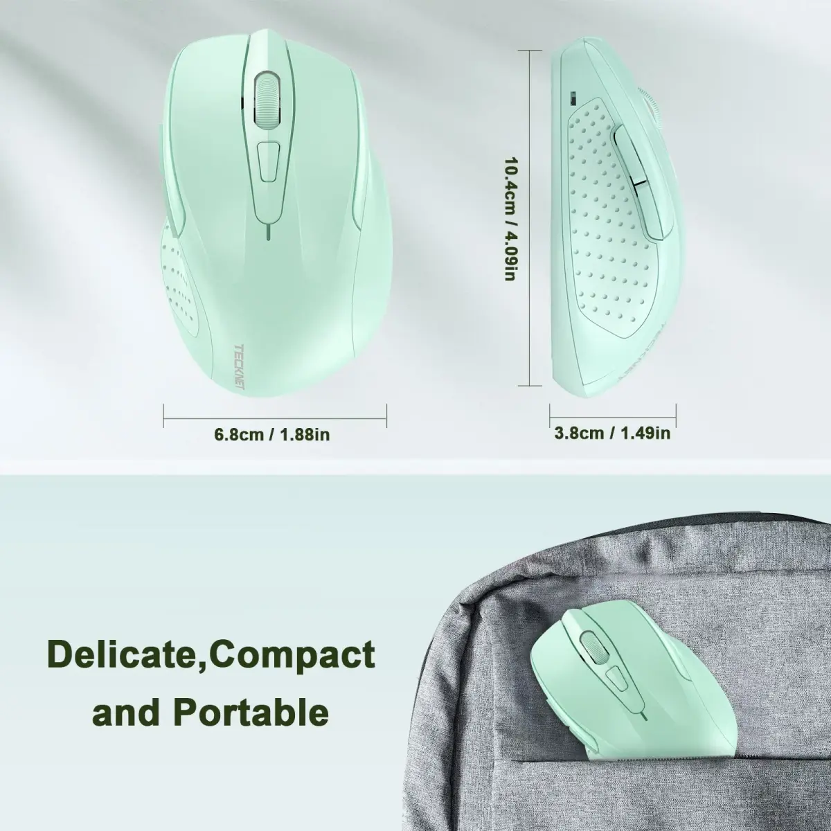 TECKNET Wireless Ergonomic Computer Mouse M003 - Vibrant Green, 2600 DPI for Right-Handed Use - view 4
