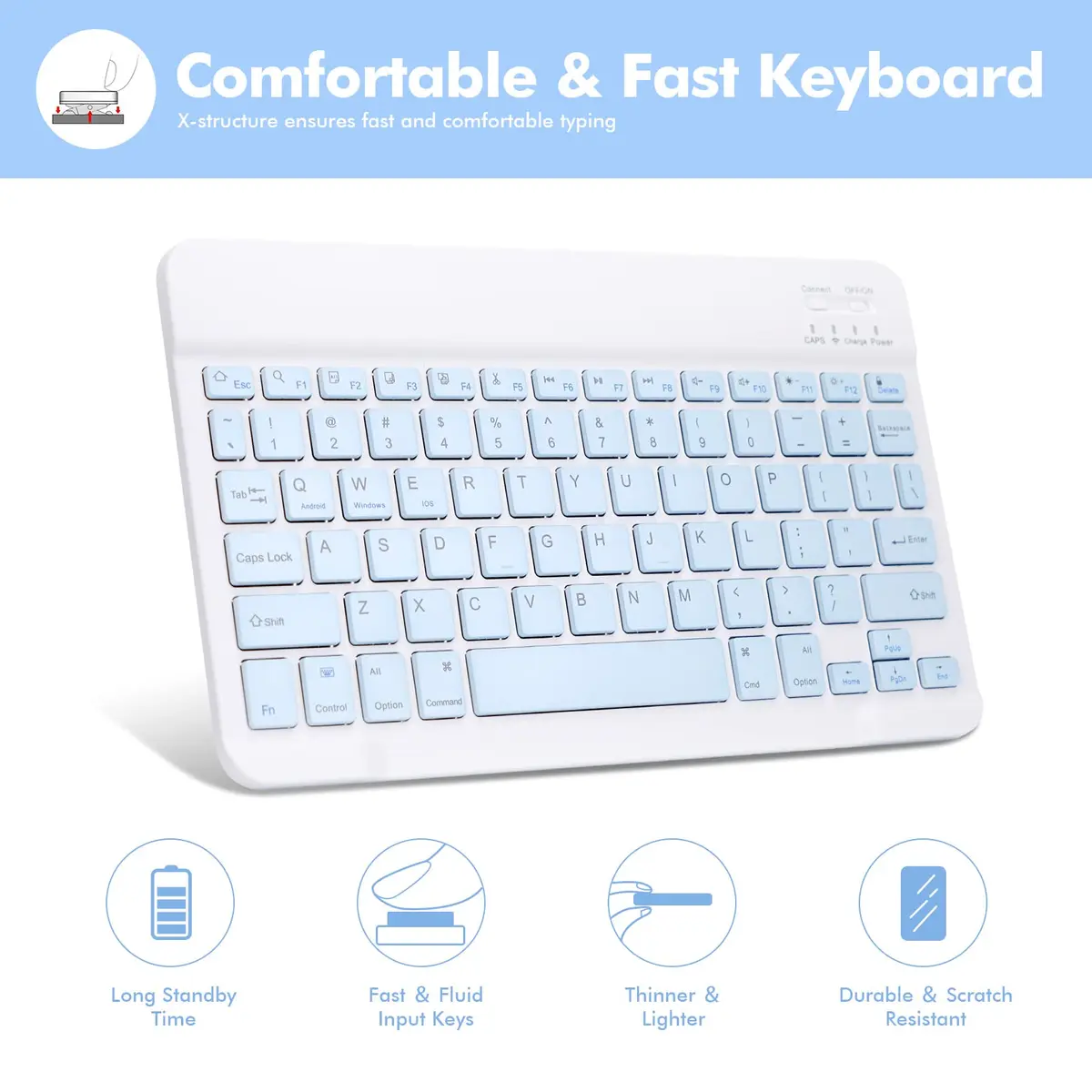 LAMA Magnetic Keyboard Case for iPad (A16) 11th Gen 2025 /10th Gen 2022 | Slim & Light with Pencil Holder, Sky Blue - view 4