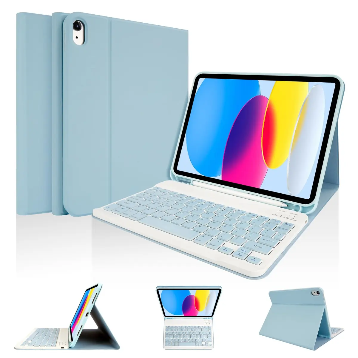 LAMA Magnetic Keyboard Case for iPad (A16) 11th Gen 2025 /10th Gen 2022 | Slim & Light with Pencil Holder, Sky Blue - main product image