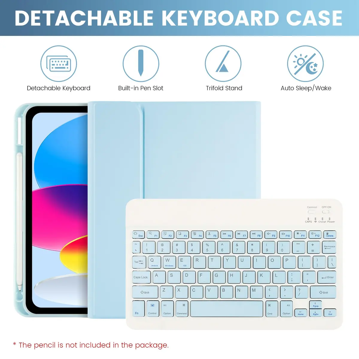 LAMA Magnetic Keyboard Case for iPad (A16) 11th Gen 2025 /10th Gen 2022 | Slim & Light with Pencil Holder, Sky Blue - view 2