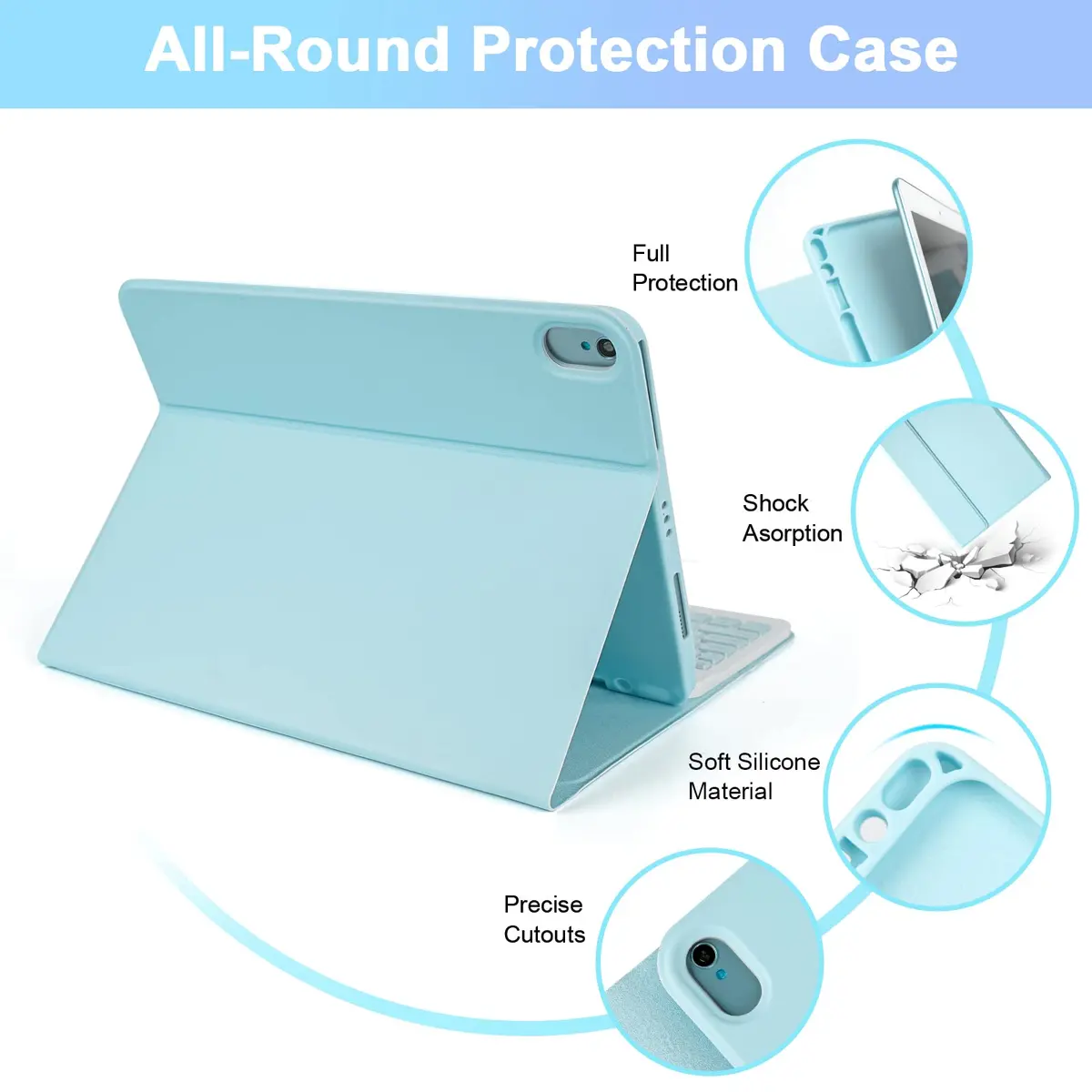LAMA Magnetic Keyboard Case for iPad (A16) 11th Gen 2025 /10th Gen 2022 | Slim & Light with Pencil Holder, Sky Blue - view 3