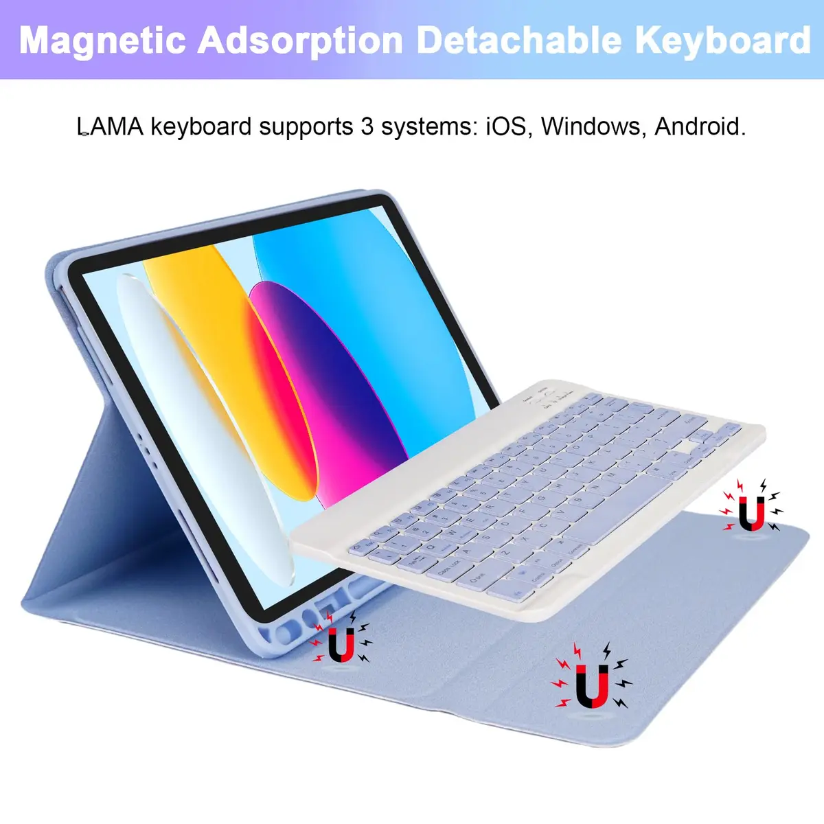 LAMA Keyboard Case for iPad (A16) 11th Gen 2025 /10th Gen 2022 | Magnetic Wireless Keyboard with Pencil Holder - view 3