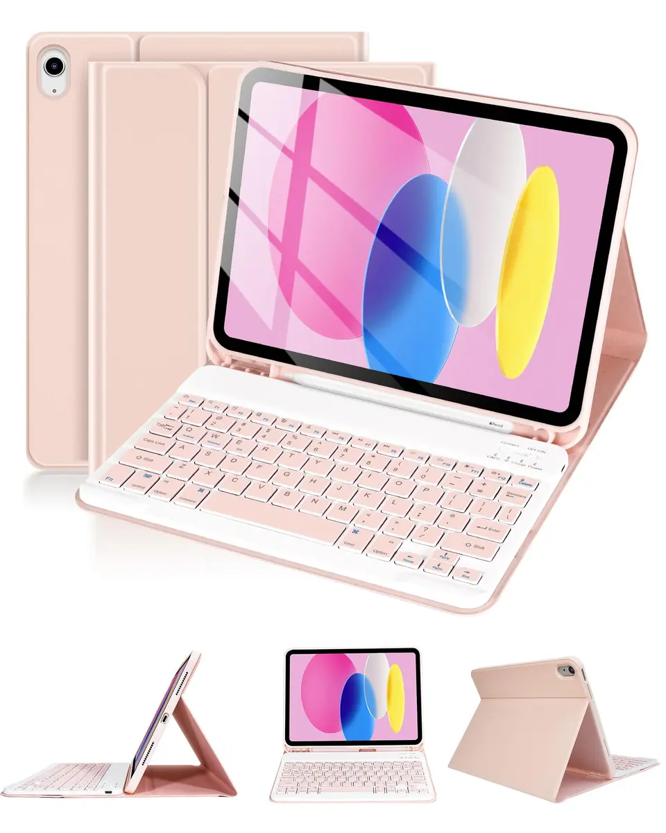LAMA Pink Keyboard Case for iPad (A16) 11th Gen 2025 /10th Gen 2022 10.9 inch | Slim, Light & Magnetic with Pencil Holder - main product image