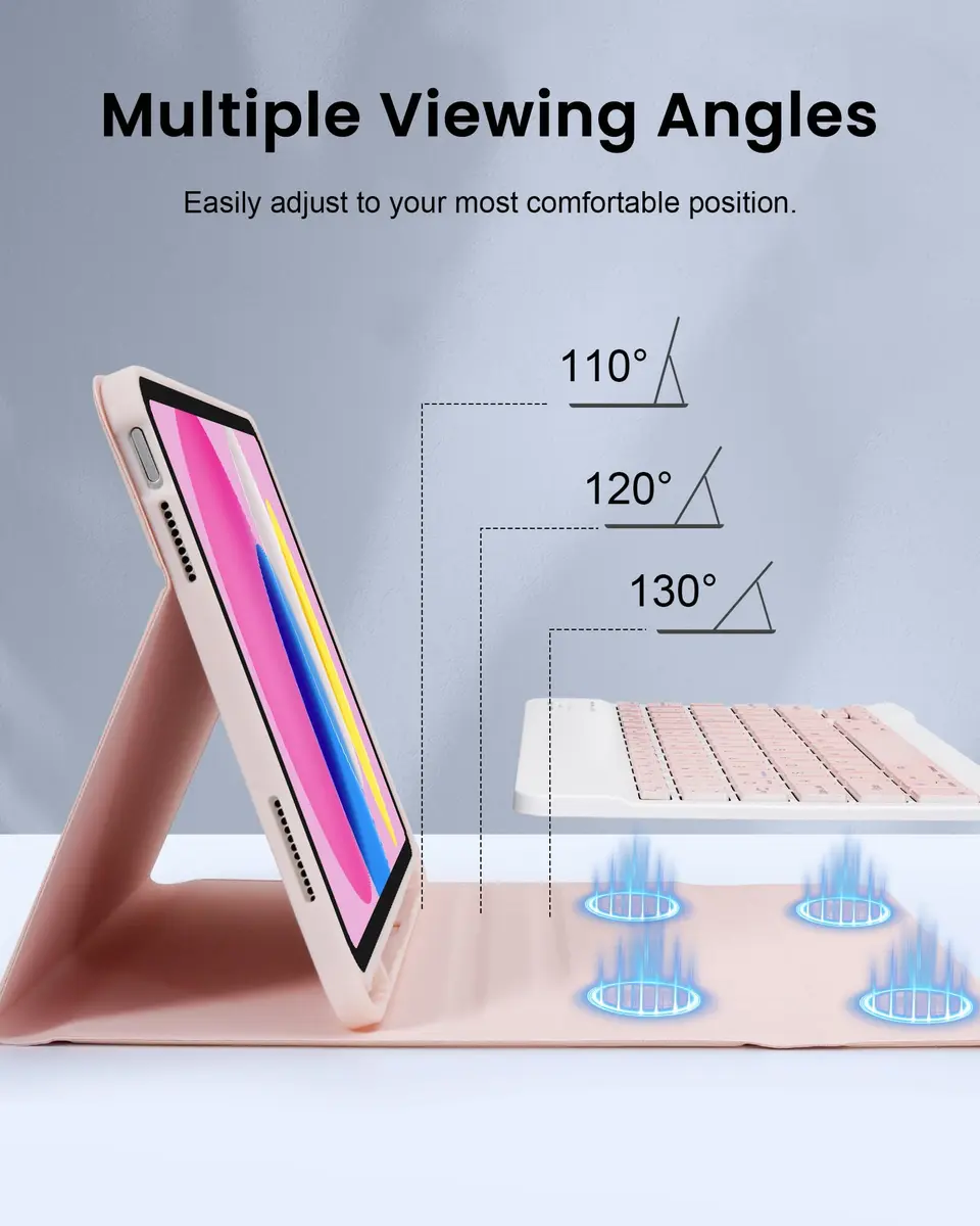 LAMA Pink Keyboard Case for iPad (A16) 11th Gen 2025 /10th Gen 2022 10.9 inch | Slim, Light & Magnetic with Pencil Holder - view 8