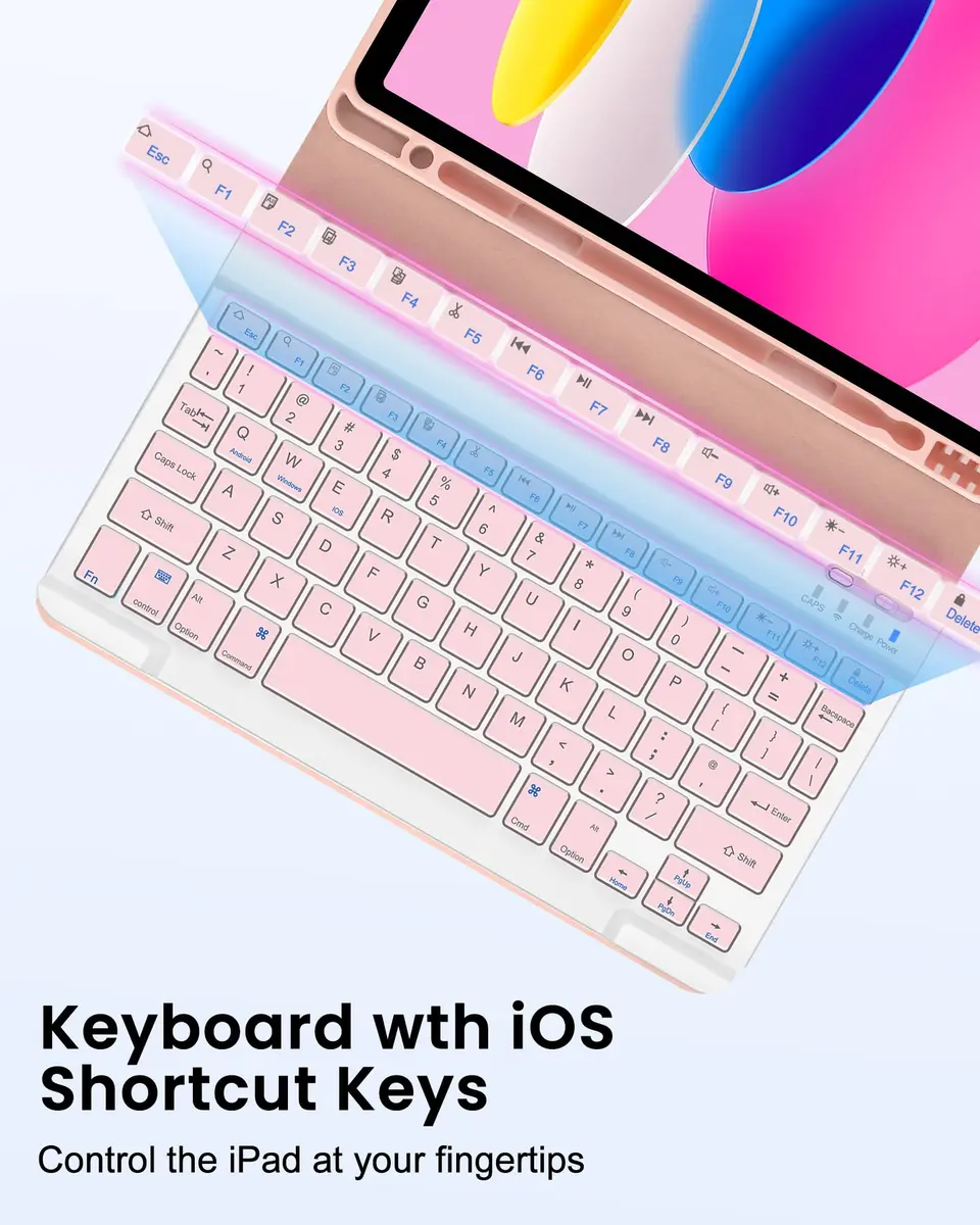 LAMA Pink Keyboard Case for iPad (A16) 11th Gen 2025 /10th Gen 2022 10.9 inch | Slim, Light & Magnetic with Pencil Holder - view 4