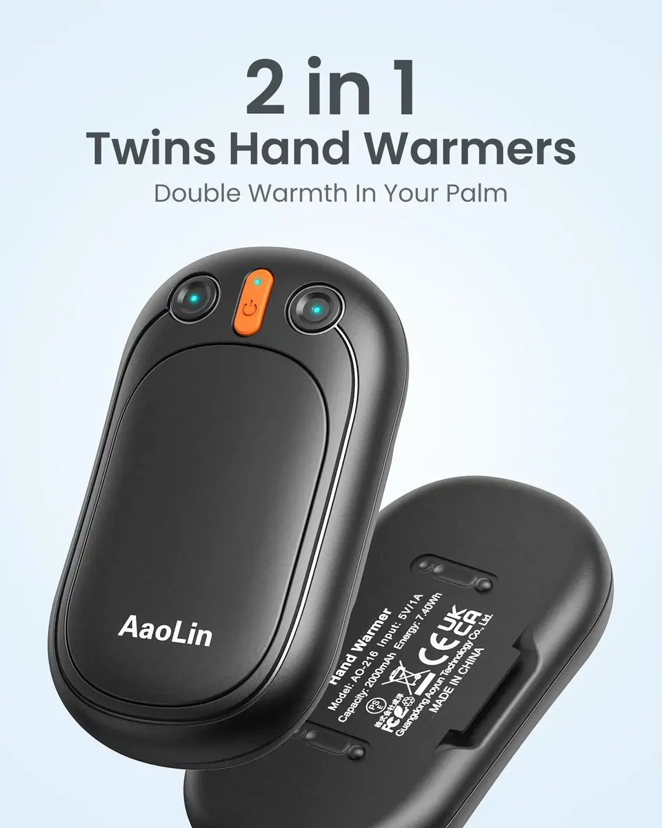 AaoLin Hand Warmers Rechargeable 2 Pack | Long 12Hrs Heating, Portable & Safe (120 chars) - view 3