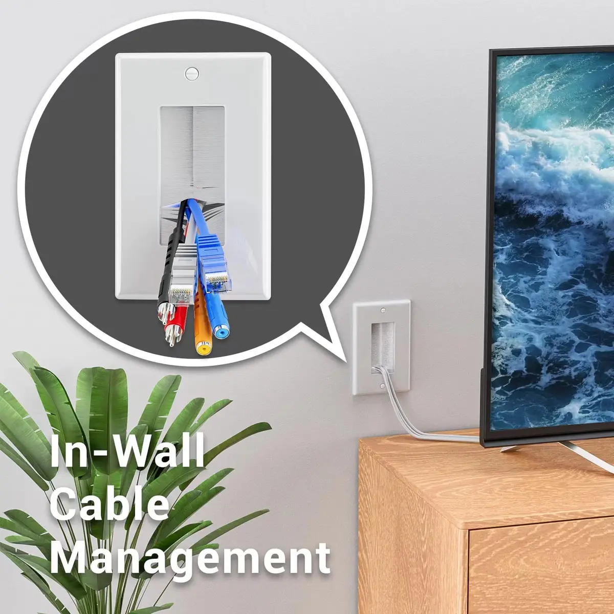 iwillink Brush Wall Plate 10 Pack White Single Gang | Professional Cable Management for Home Theater - view 2