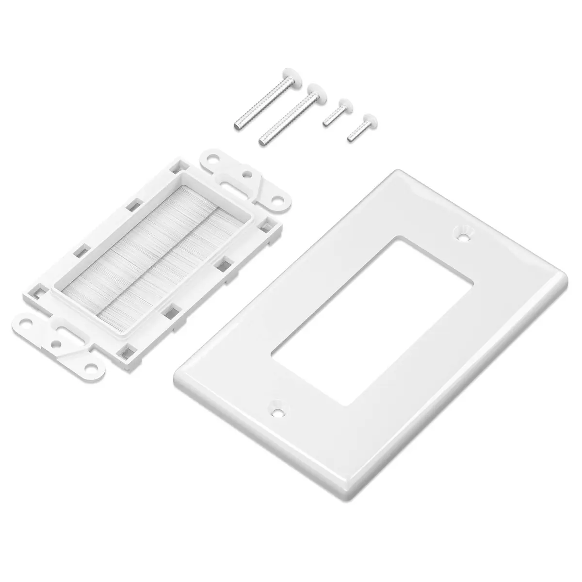 iwillink Brush Wall Plate 10 Pack White Single Gang | Professional Cable Management for Home Theater - view 4