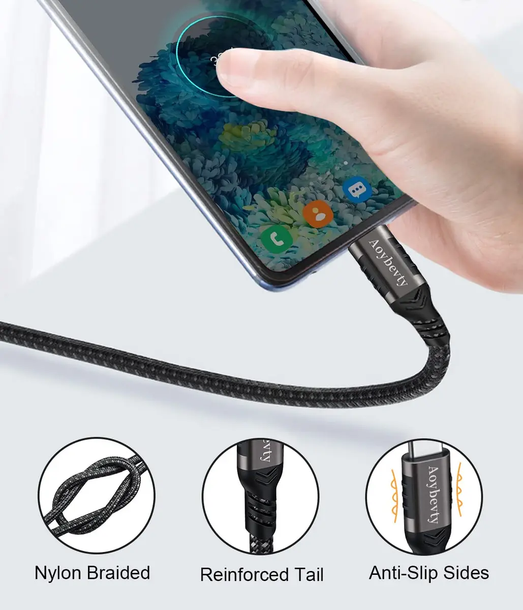 Aoybevty USB A to USB C Cable 2-Pack 3.3ft | 10Gbps Data & 60W Fast Charging - view 6