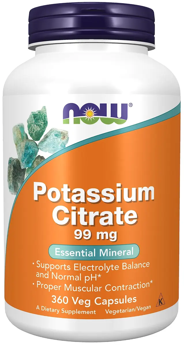 Now Foods Potassium Citrate 99 mg Veg Capsules 360 Count | Supports Electrolyte Balance and Normal pH - main product image