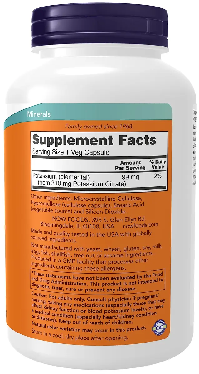 Now Foods Potassium Citrate 99 mg Veg Capsules 360 Count | Supports Electrolyte Balance and Normal pH - view 2