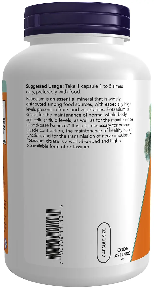 Now Foods Potassium Citrate 99 mg Veg Capsules 360 Count | Supports Electrolyte Balance and Normal pH - view 3