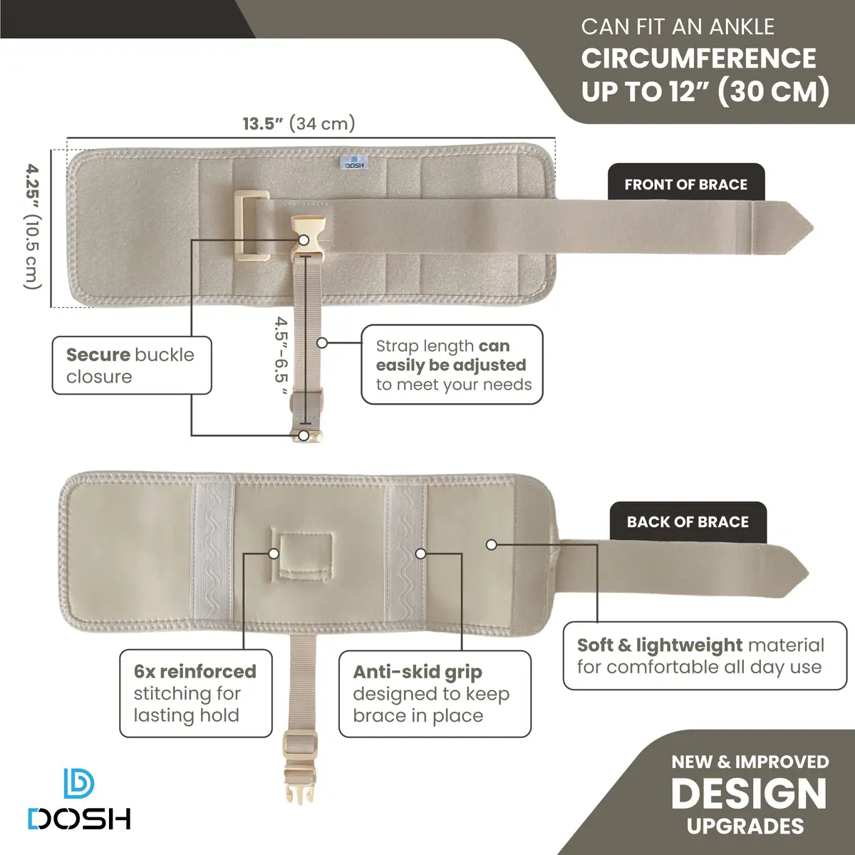 Dosh AFO Foot Drop Brace - Drop Foot Support for Walking | Unisex Beige - view 6
