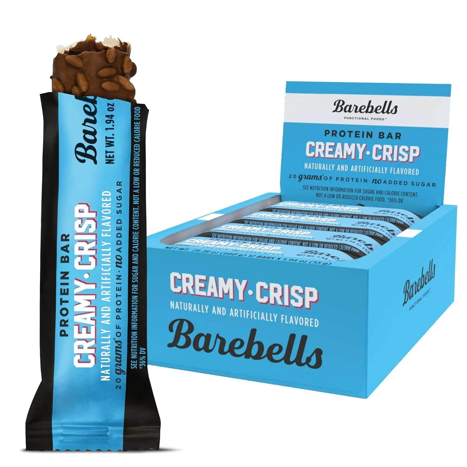 BAREBELLS Creamy Crisp Protein Bars 12 Count | High Protein Snack Bar - main product image