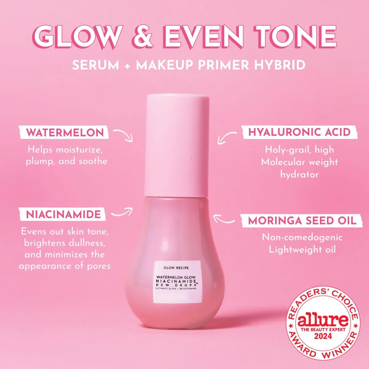 Glow Recipe Watermelon Niacinamide Dew Drops Serum 15ml (0.5 Fl Oz) | Instant Dewy Glow - view 2