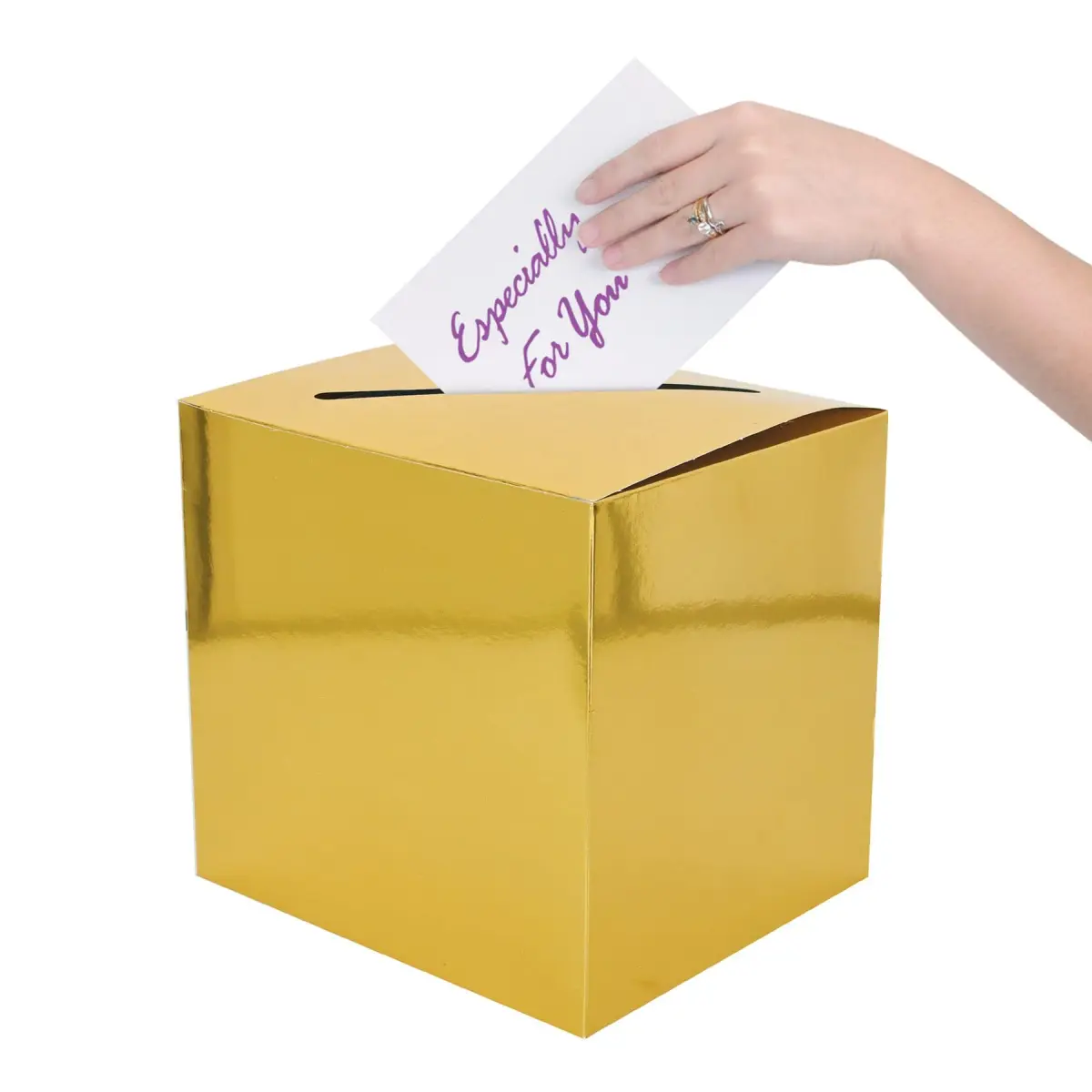 Beistle Gold Foil Card Box Holder 9x9 inches | Party & Wedding Card Holder - view 5